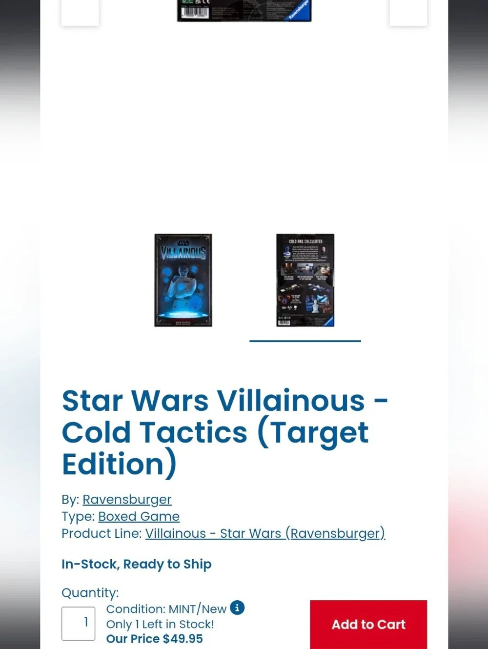 Star Wars Villainous: Cold Tactics Expansion - Black & Blue Age 10+